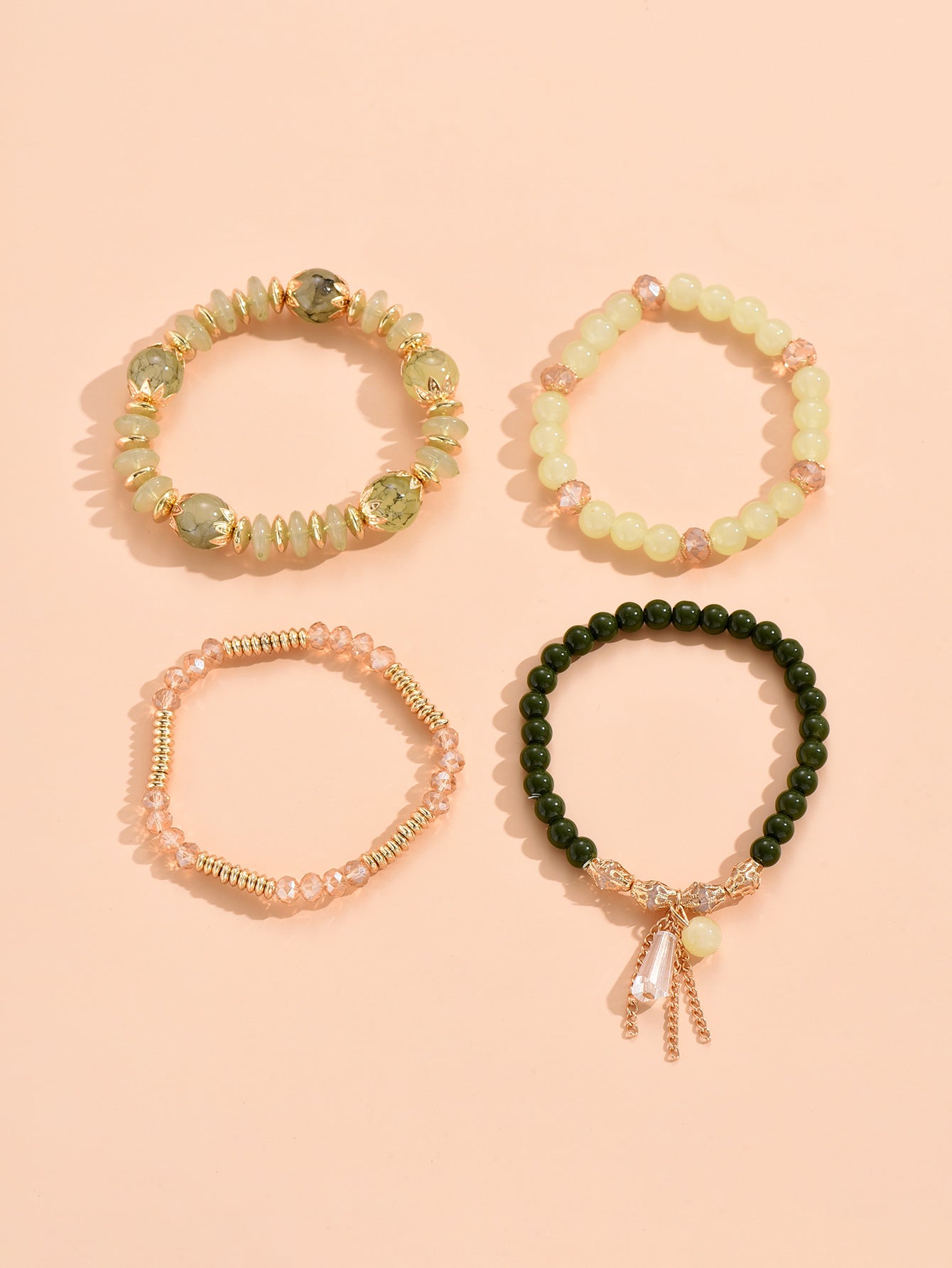 Venta al por mayor Pulsera de cristal con borla de perlas multicapa