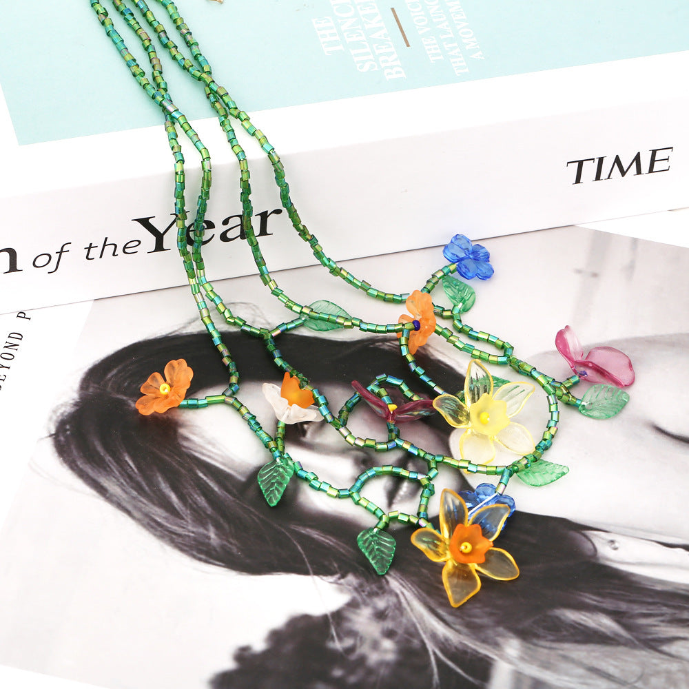 Venta al por mayor Collar creativo de flores con cuentas de resina