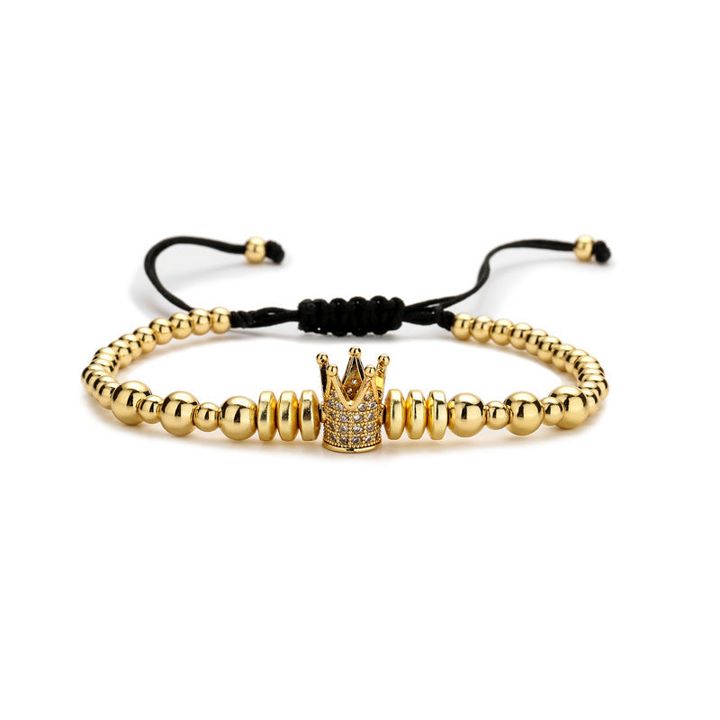 Wholesale Crown Smiley Braided Brass Bracelet
