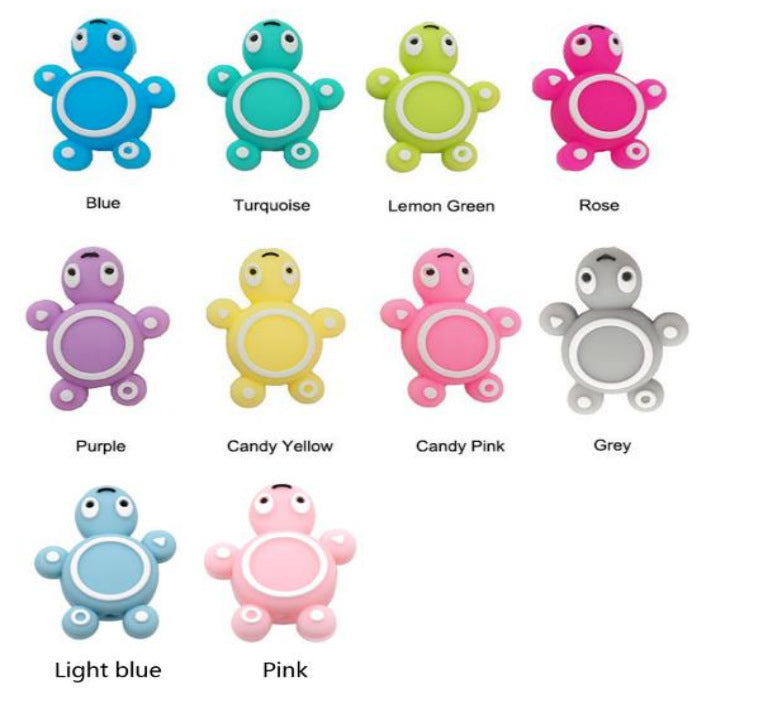 Cuentas de silicona de tortuga de dibujos animados de 30*22mm al por mayor