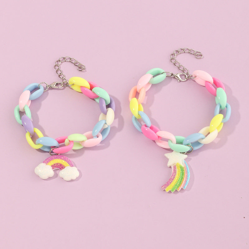 Wholesale Kids Colorful Acrylic Rainbow Bracelet Baby Supplies