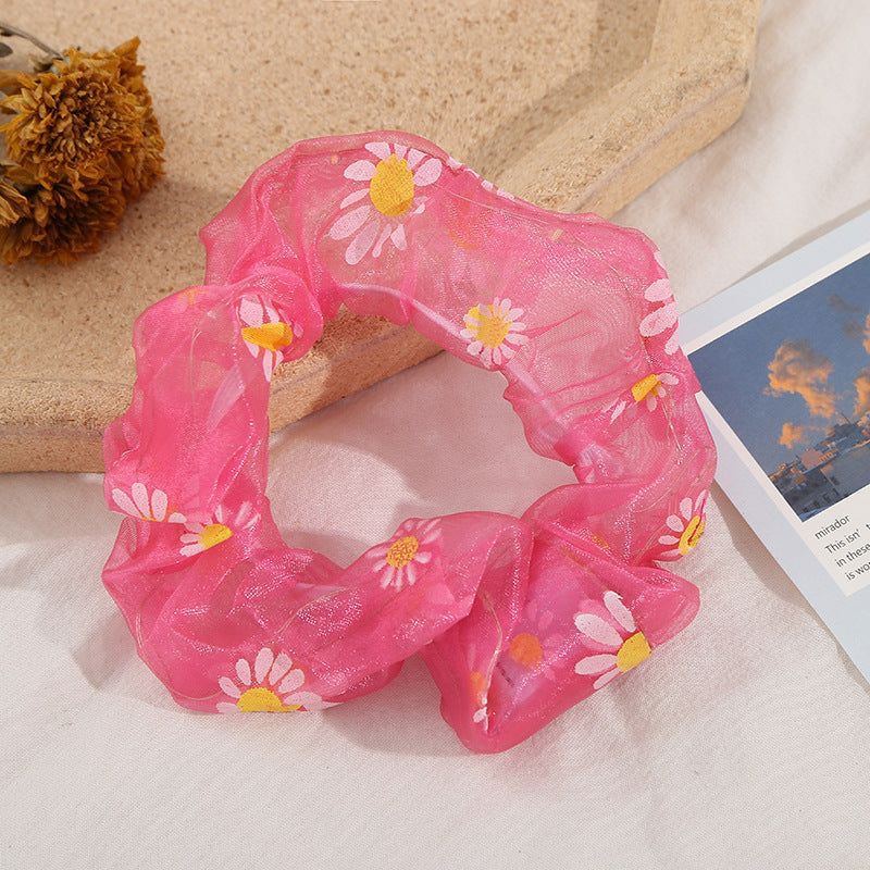 Wholesale LED Daisy Print Fabric Hair Scrunchies
