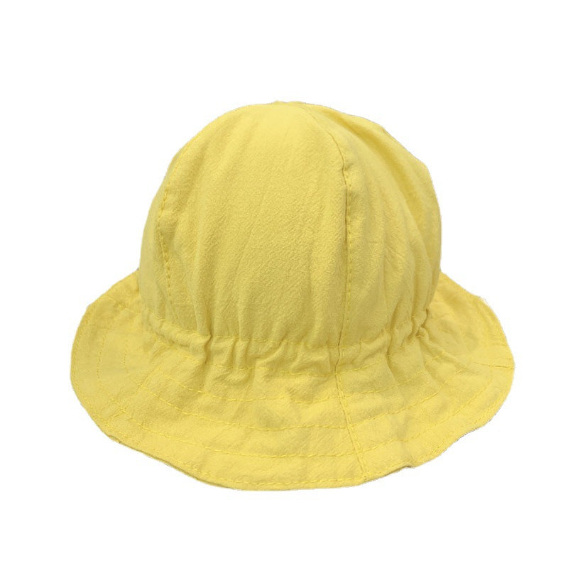 Wholesale Kids Solid Color Elastic Wave Cotton Bucket Hat