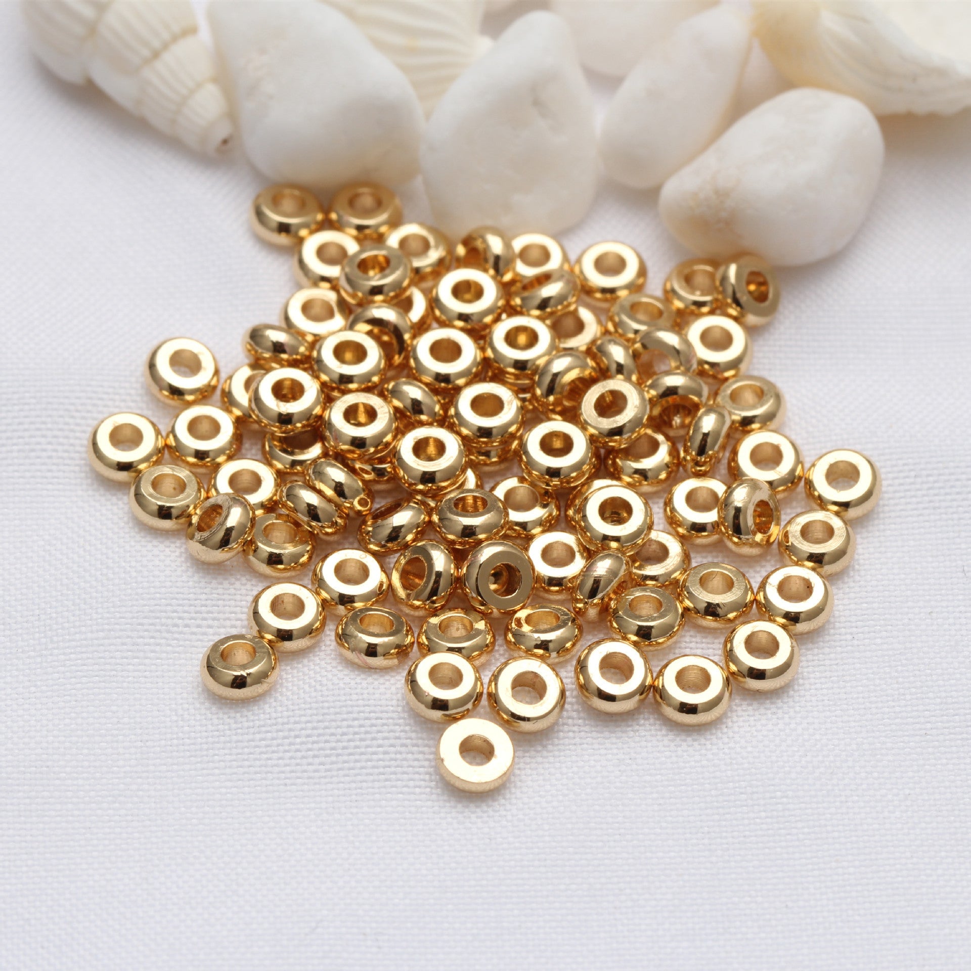 Wholesale 100PCS 18/14K Smooth Flat Copper Beads