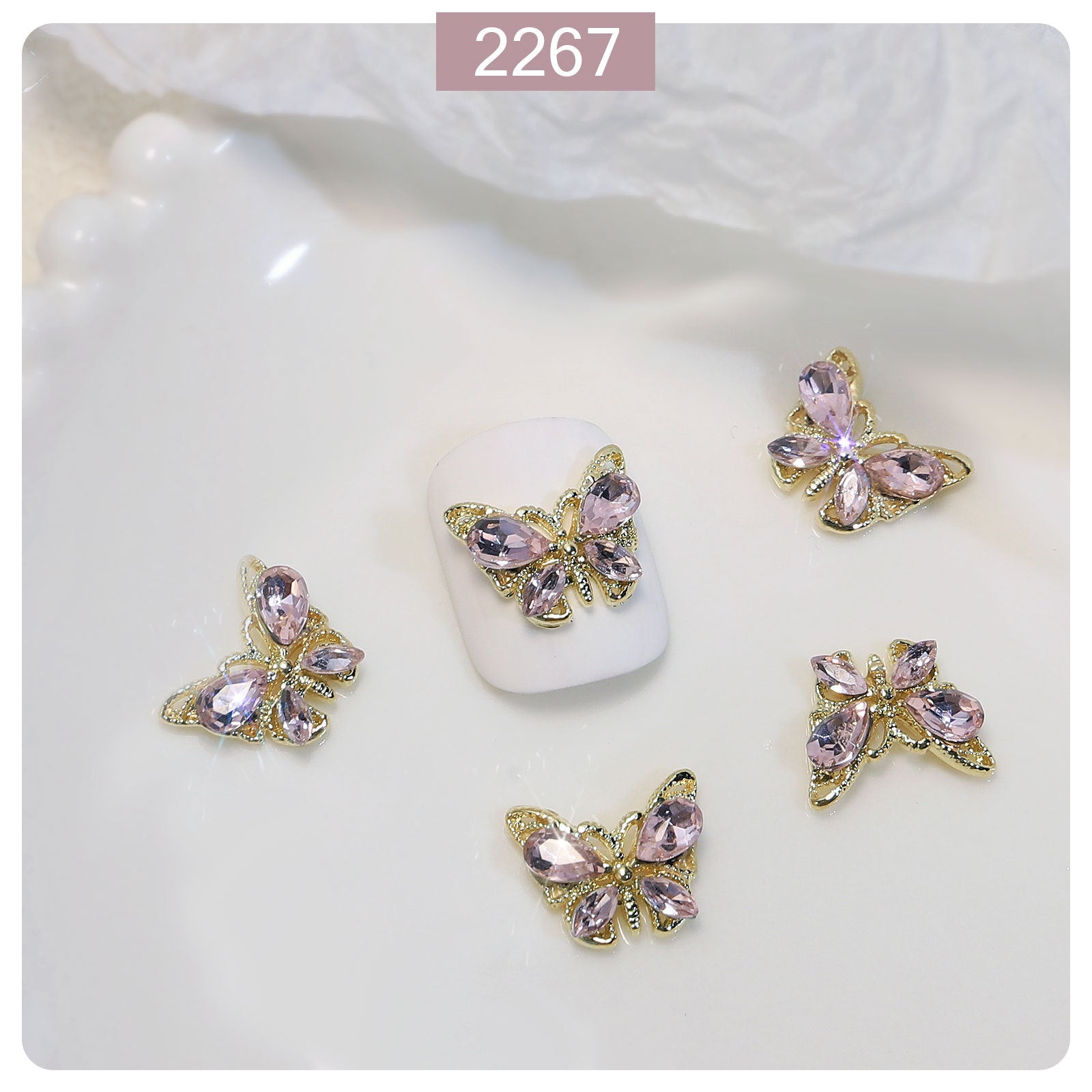 Wholesale Crystal Butterfly Zircon Resin Nail Stickers Accessories