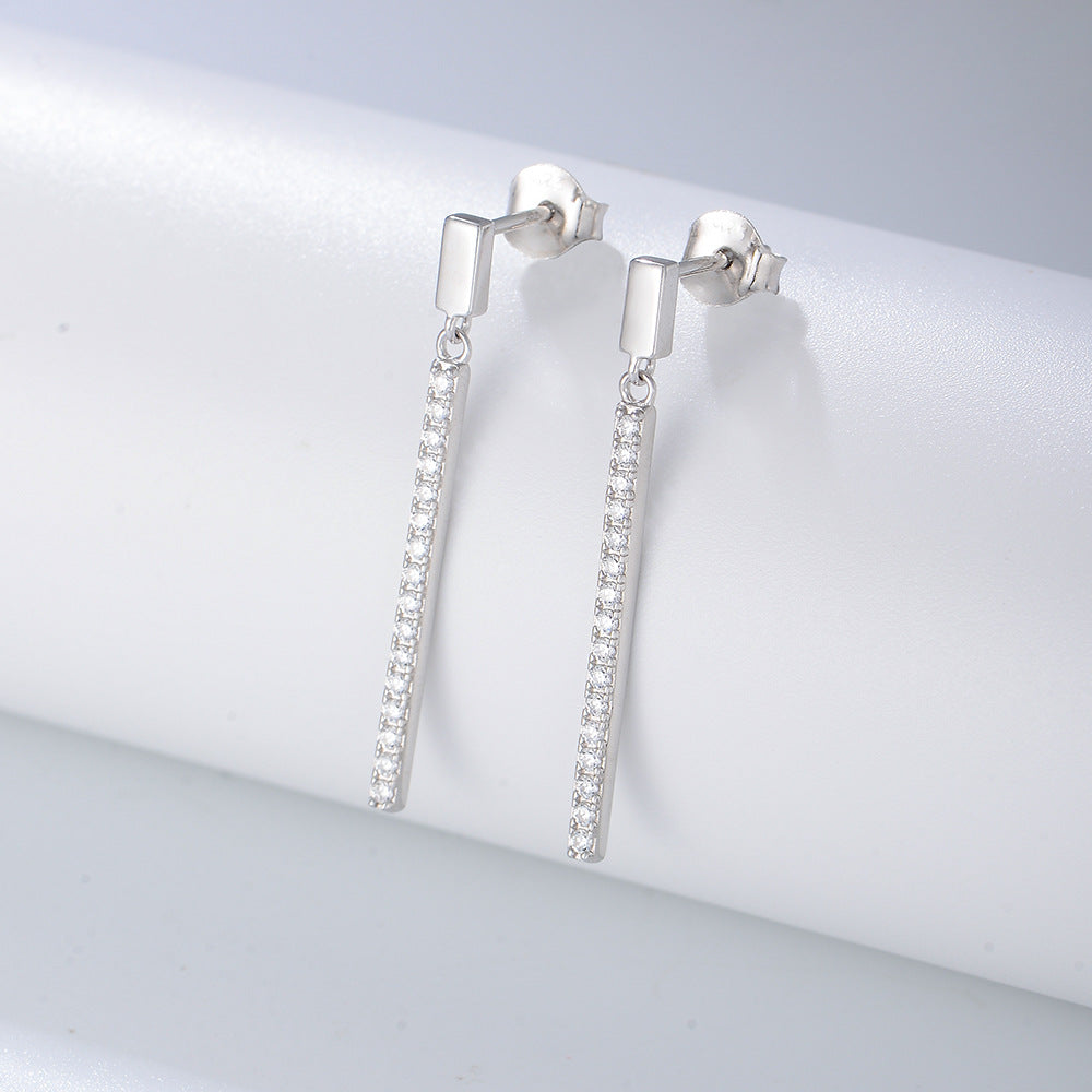 Wholesale Sterling Silver Zircon Long Earrings