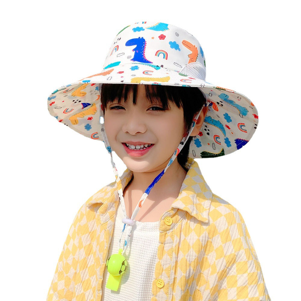 Wholesale Cartoon Print Breathable Mesh Kids Cotton Bucket Hat