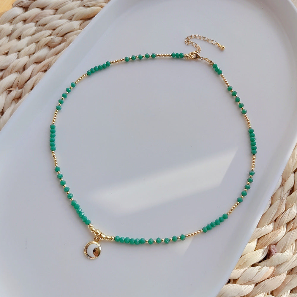 Wholesale Bohemian Oil Drop Evil Eye Artificial Crystal Beads Necklace