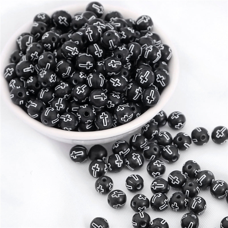 Wholesale 8MM 100PCS/Pack Acrylic Cross Round Beads