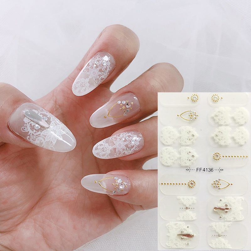 Wholesale Plastic 5d Embossed Lace Nail Stickers