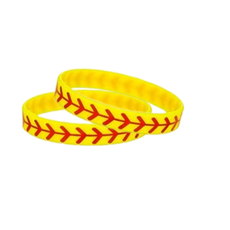 Wholesale 1000PCS Flat Printed Softball Silicone Bracelet