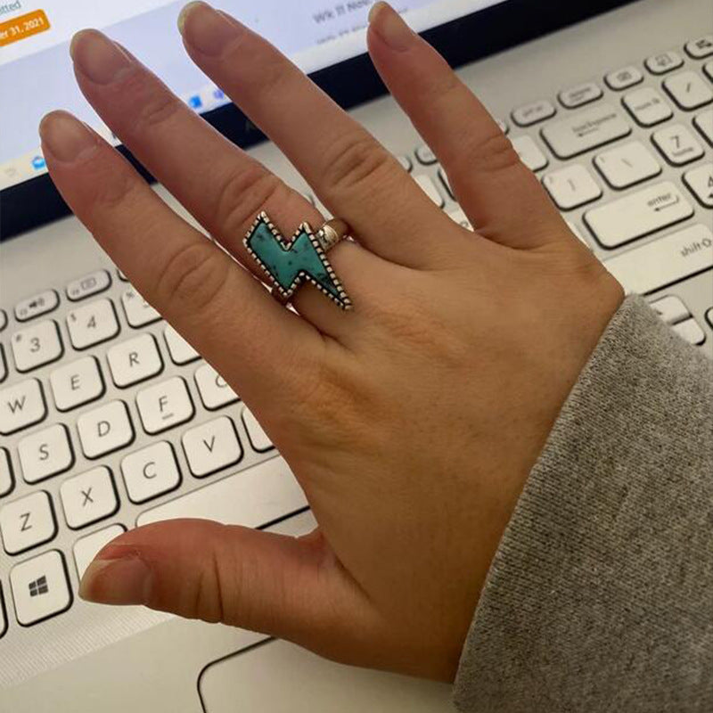 Wholesale Alloy Bohemian Lightning Turquoise Ring