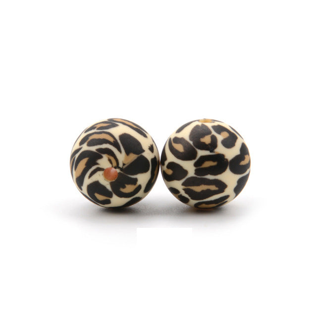 Wholesale 40PCS Colorful Leopard Print Silicone Beads