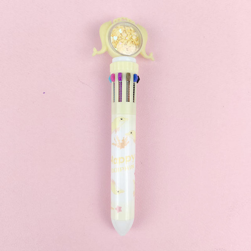 Plástico al por mayor de plástico pequeño delfín diez colores bolígrafo