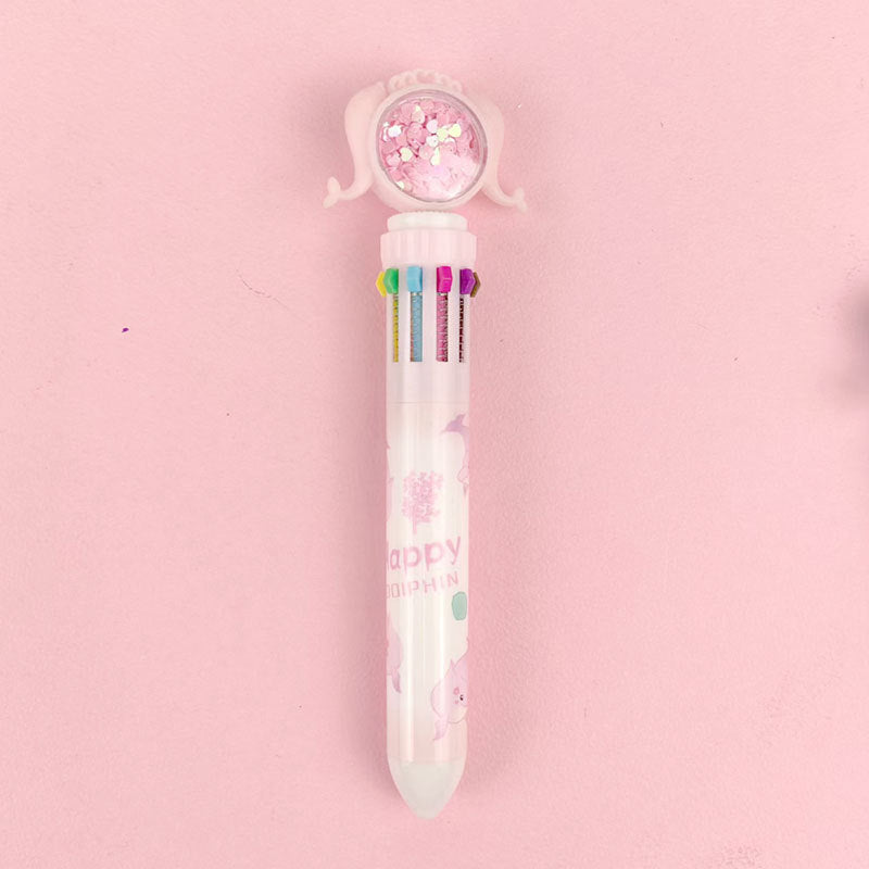 Plástico al por mayor de plástico pequeño delfín diez colores bolígrafo