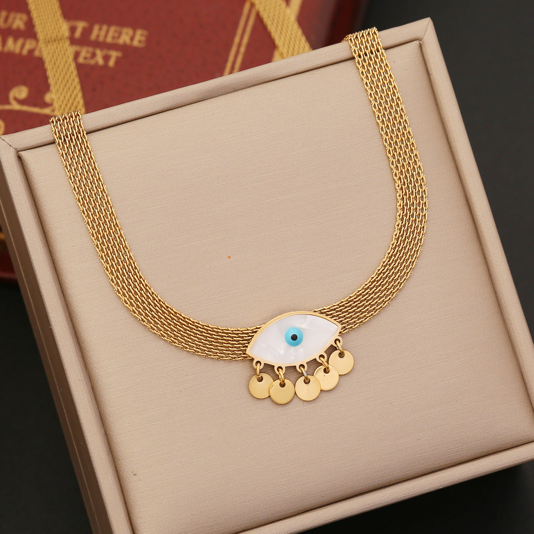 Wholesale Stainless Steel Eye Earrings Necklace Set