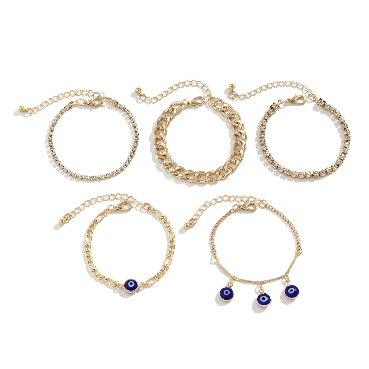 Venta al por mayor Juego De Pulseras En Capas De Hierro Mal De Ojo Azul