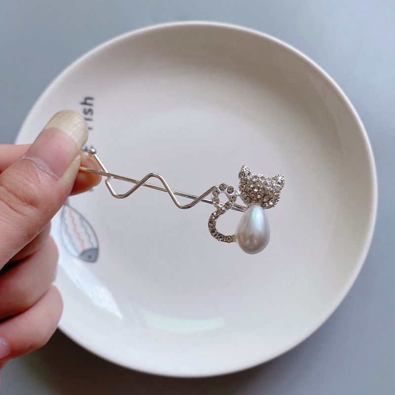 Wholesale Rhinestone Pearl Cat Flower Hair Clips