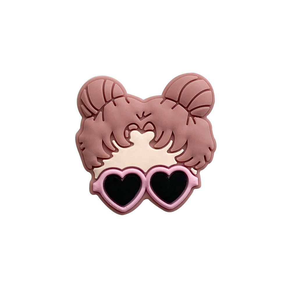 Venta al por mayor, 10 Uds. De cuentas de silicona para gafas de corazón y niña con tamaño de poro de 2,5mm