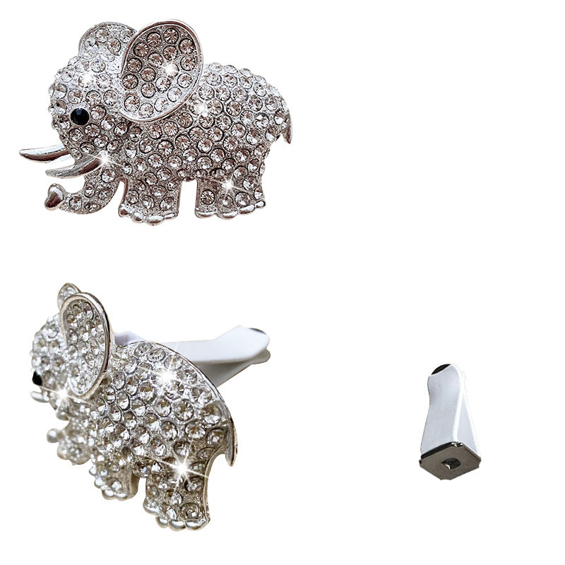 Clip al por mayor de la decoración del aroma del coche del elefante del Rhinestone del metal