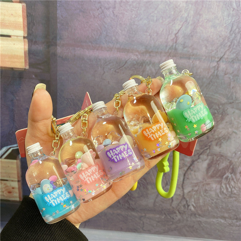 Aceite acrílico al por mayor en la cadena de llave de la botella de deriva líquida