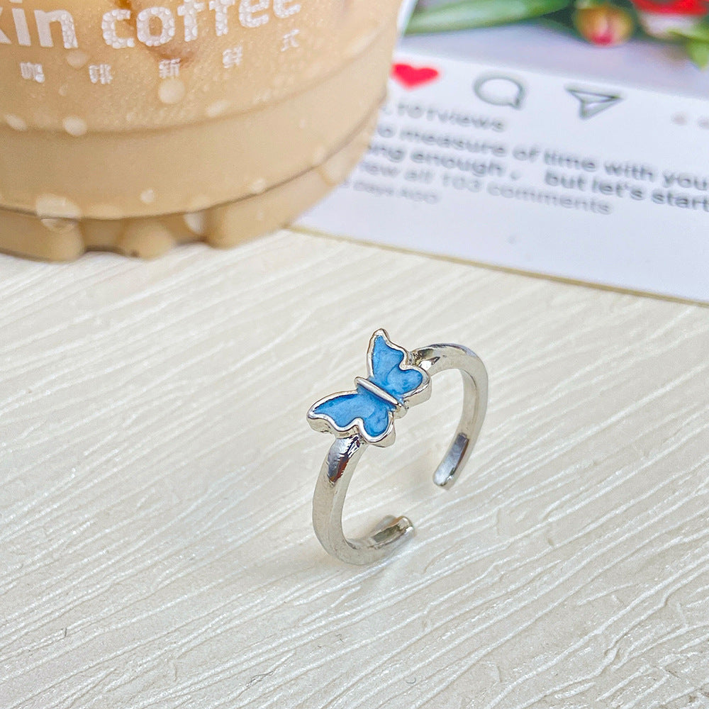 Wholesale Drip Butterfly Vintage Alloy Rings