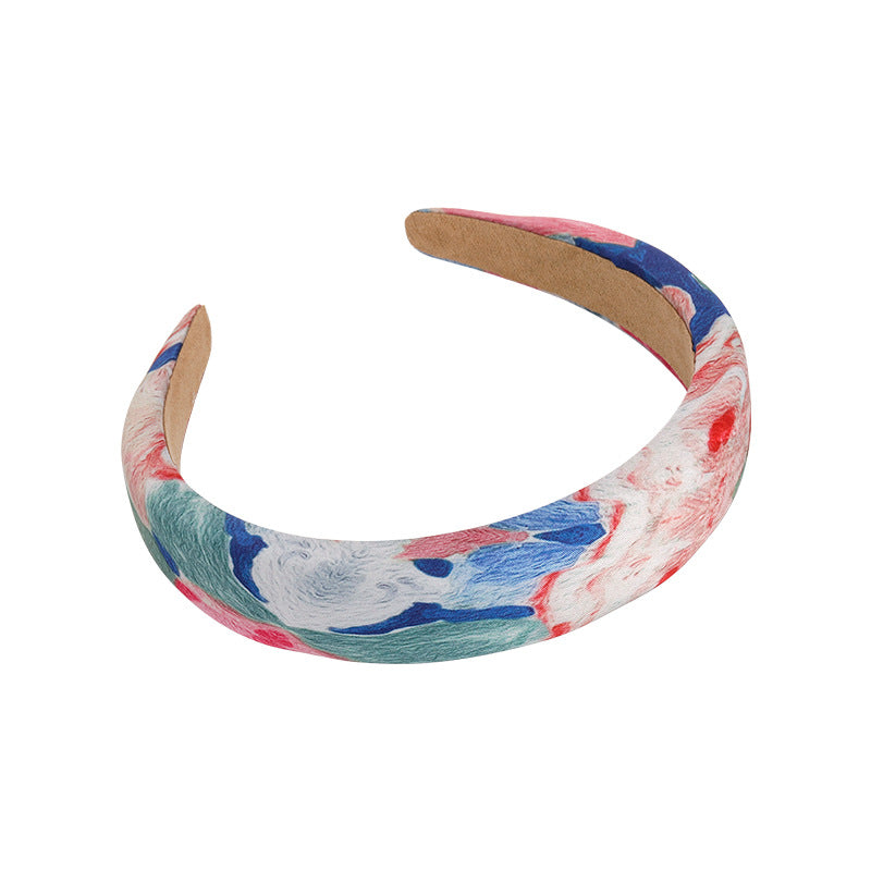 Wholesale Fabric Oil Painting Embossed Color Girls Headbands