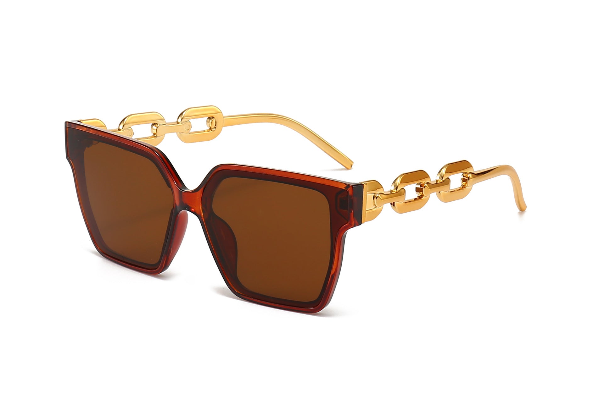 Wholesale Large Frame Box Semi-metal Chain PC Women's Sunglasses