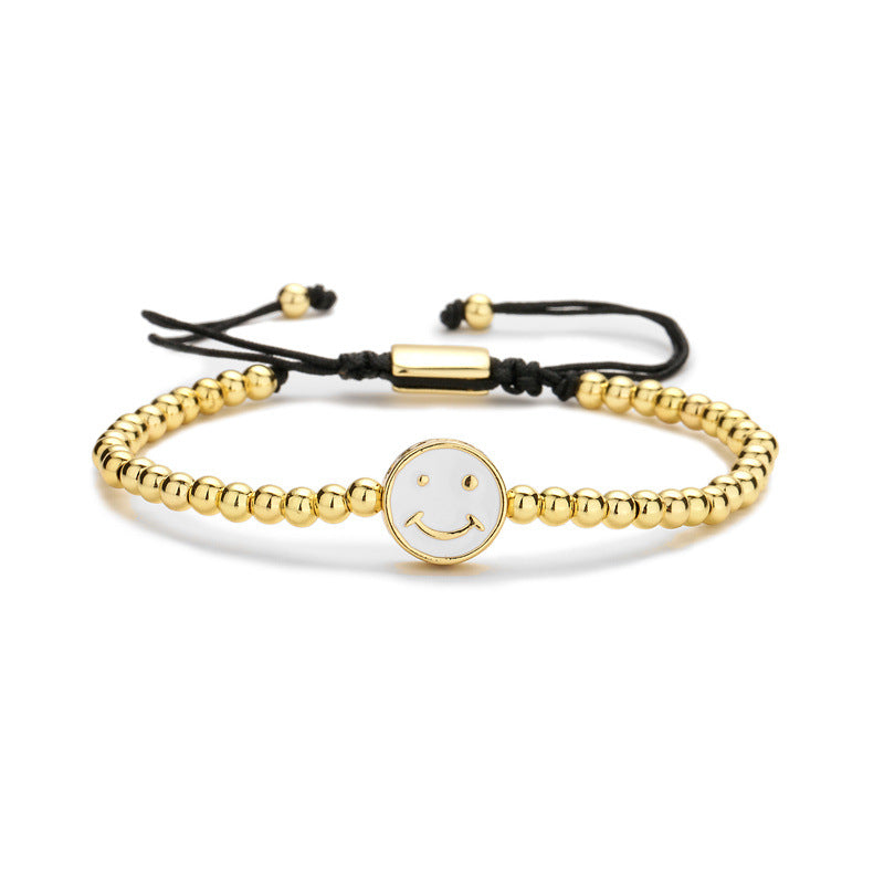 Wholesale Crown Smiley Braided Brass Bracelet