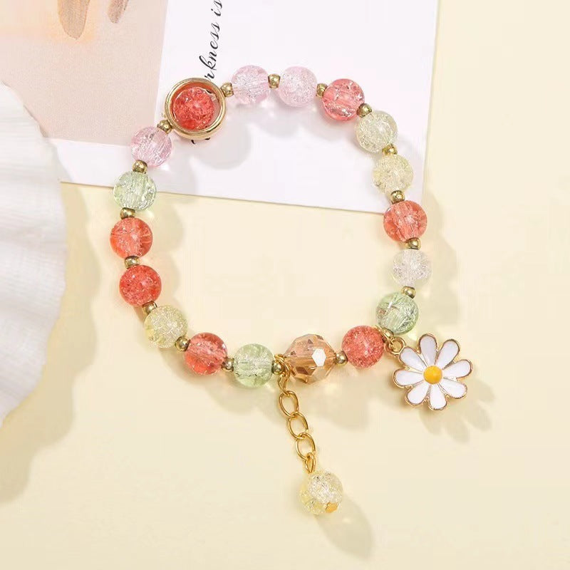 Venta al por mayor Pulsera de flor de sol de margarita pequeña de cristal
