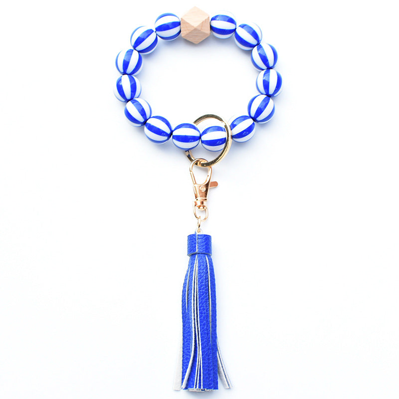 Venta al por mayor Llavero de muñeca de cuentas de madera del Día de la Independencia