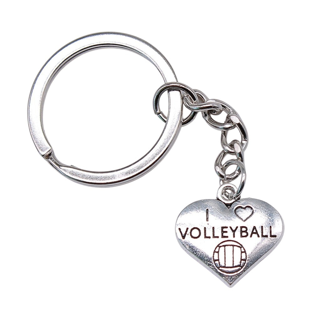 Wholesale 10PCS I Love Volleyball Love Pendant Metal Keychain
