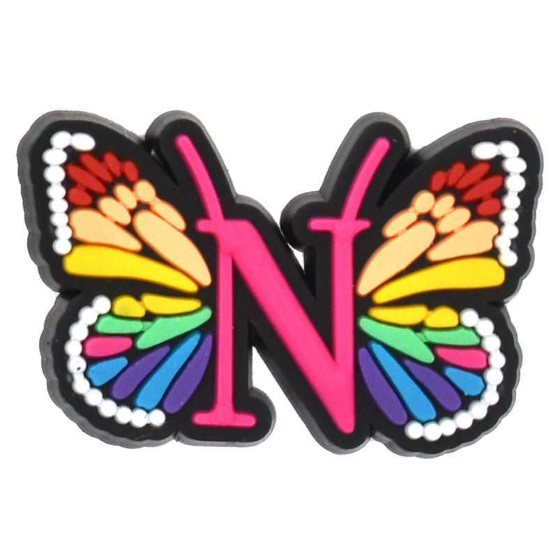 Al por mayor 100 PCS PVC Cartoon Butterfly Alphabet Diy Hebillas