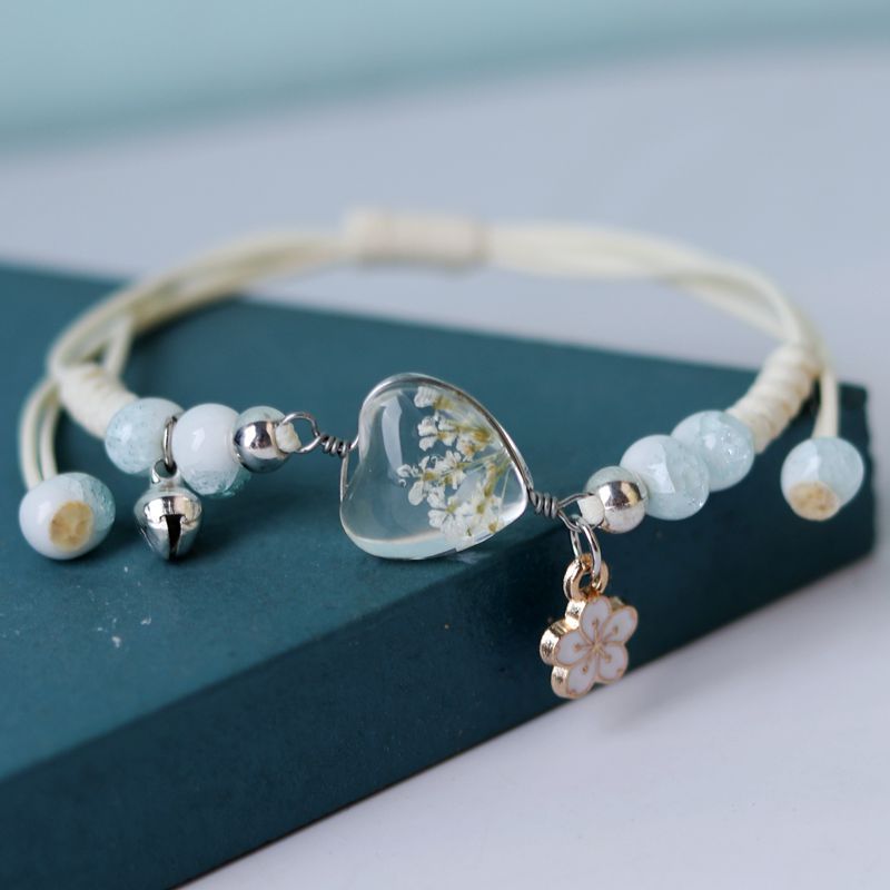 Flores secas al por mayor Love el corazón brazalete en forma de corazón