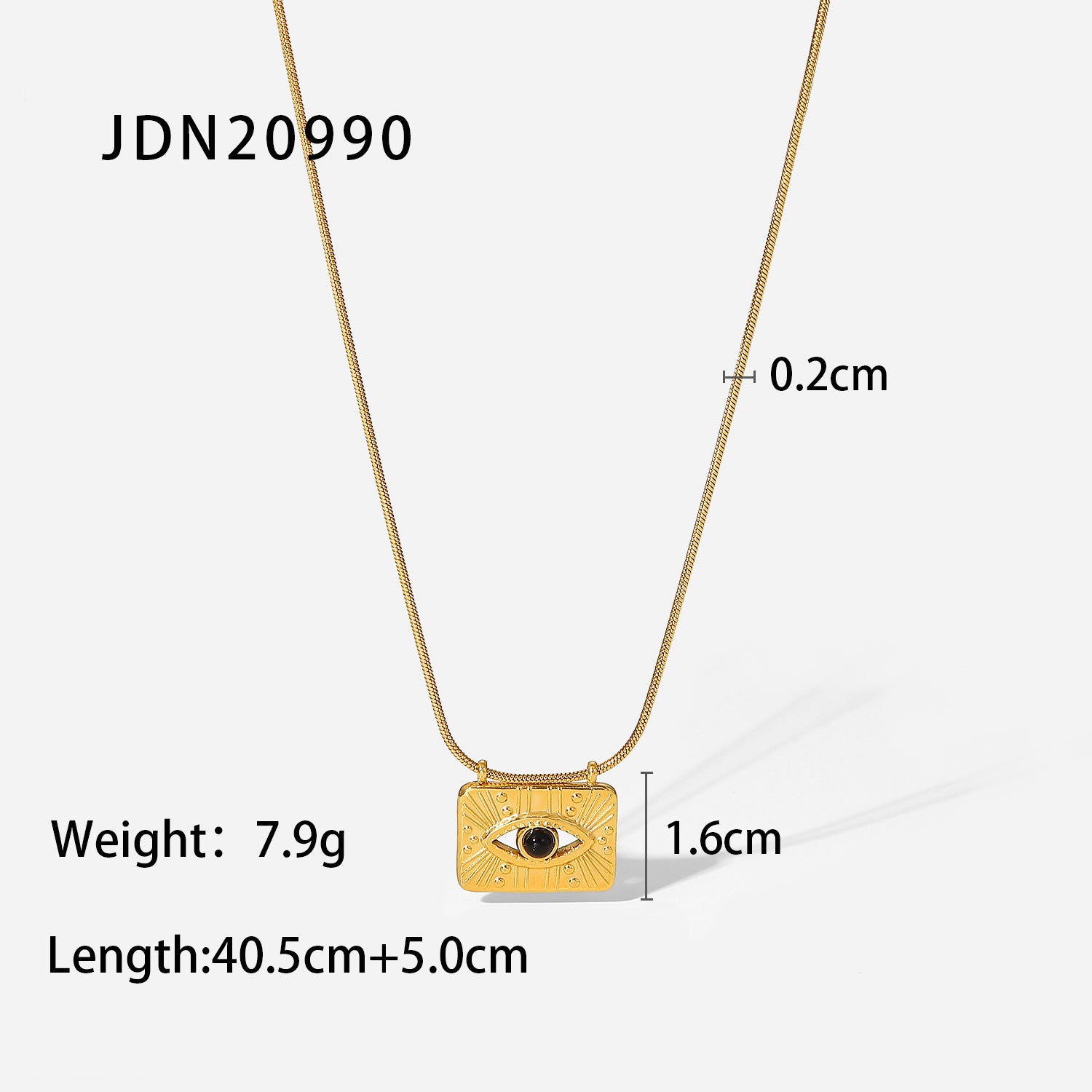 Wholesale Stainless Steel Gold Plated Square Eye Pendant Necklace