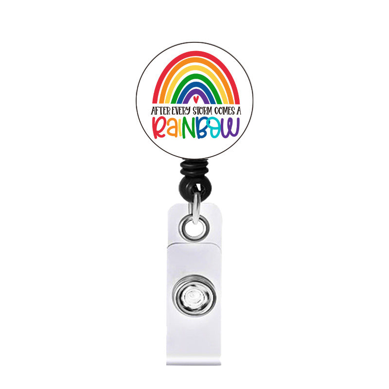 Wholesale Badge Reels Acrylic Rainbow Mental Health Retractable Keychain