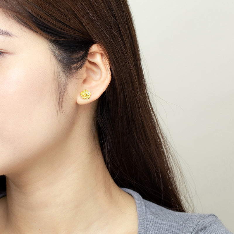 Wholesale Vintage Rose Flower 24K Gold Alloy Earrings