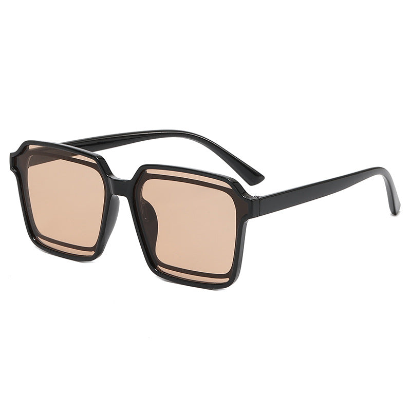 Wholesale PC Black Frame Brown Square Sunglasses