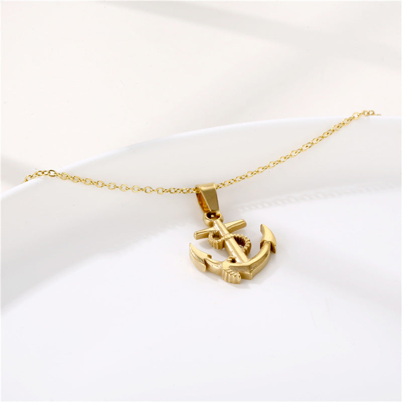 Wholesale Anchor Pendant Cross Vintage Necklace Titanium Steel