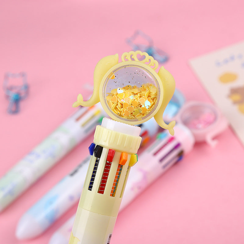 Plástico al por mayor de plástico pequeño delfín diez colores bolígrafo