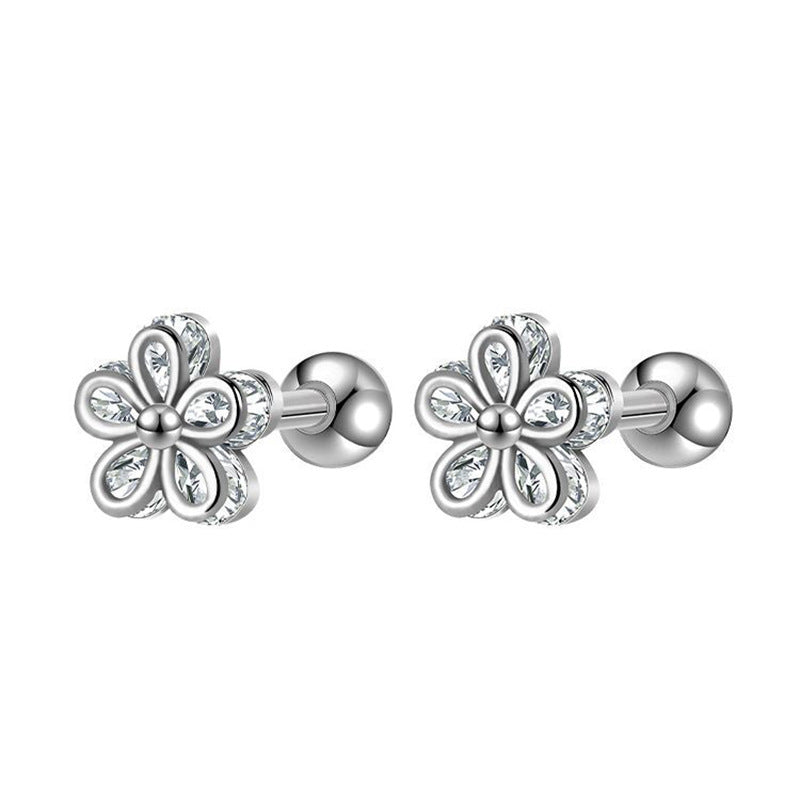 Wholesale Rose Stud Set Earrings Stainless Steel