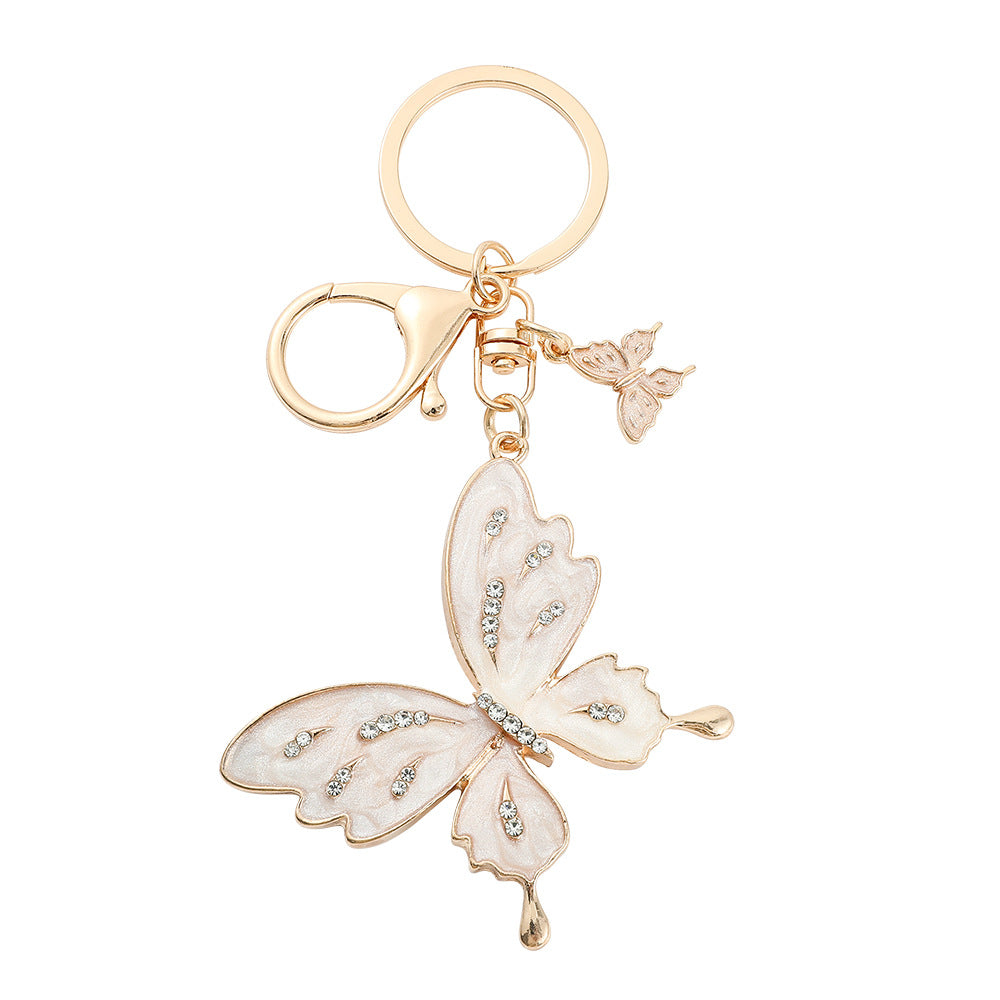Wholesale Zinc Alloy Butterfly Oil Dripping Diamond Keychain