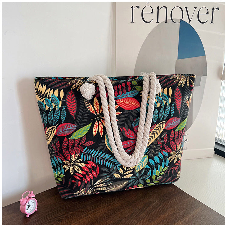 Venta al por mayor La bolsa de asas de lona rayada