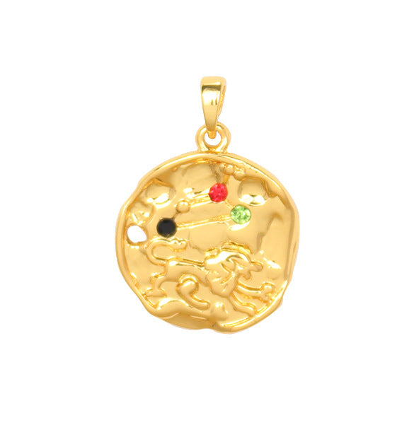 Wholesale Zodiac Gold Coin Pendant Copper Necklaces