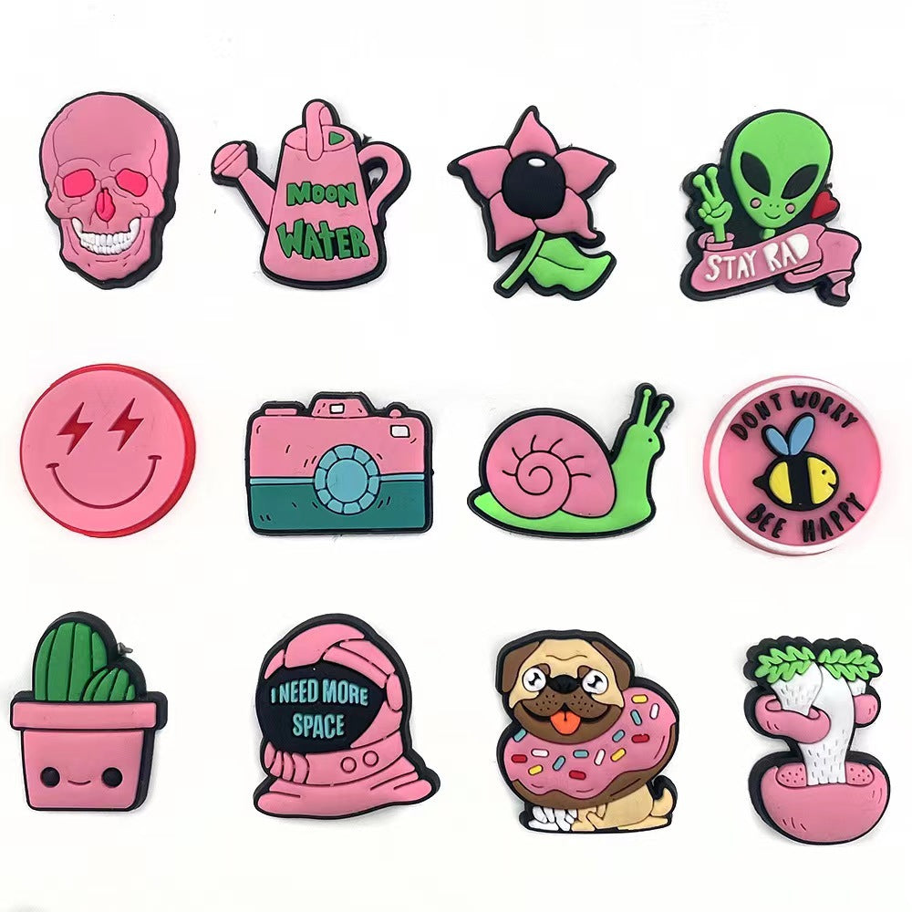 Wholesale 100PCS Cartoon Pink DIY Silicone Shoe Buckle