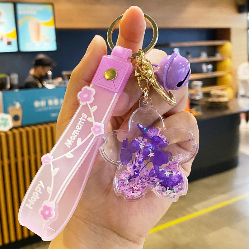 Wholesale Cherry Blossom Oil Drifting Bottle Acrylic Keychains