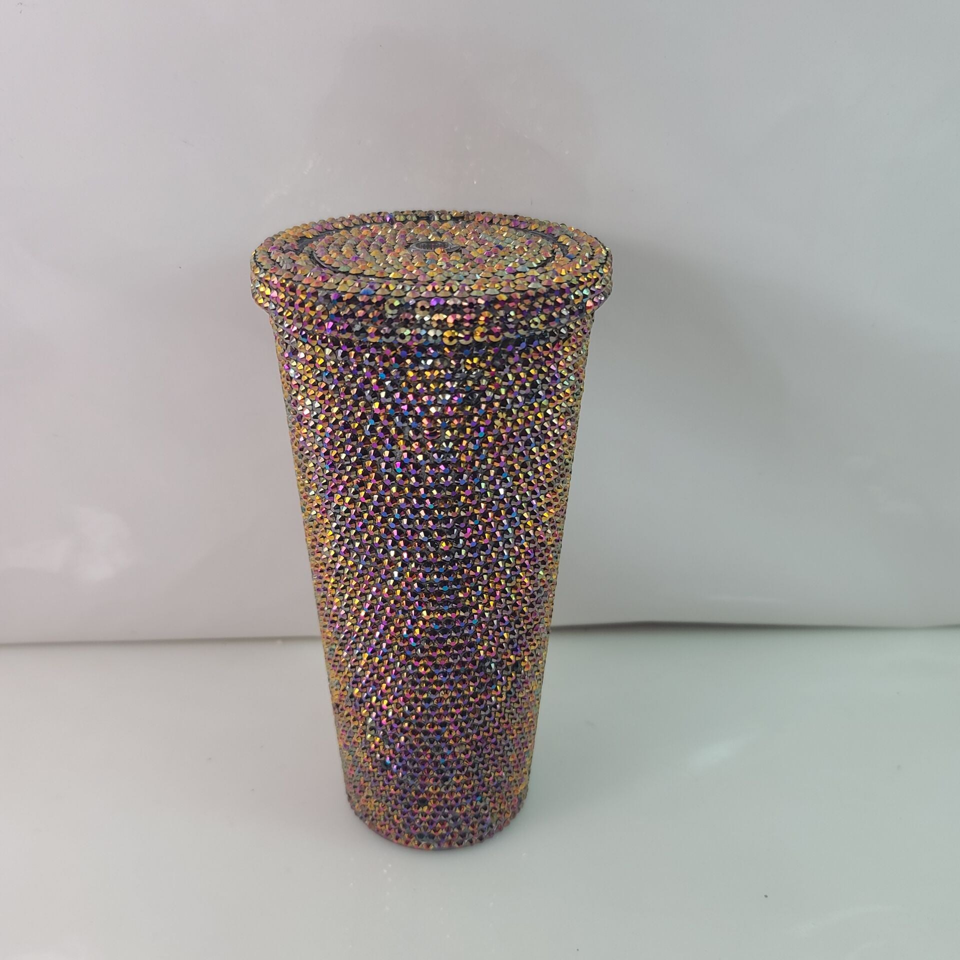 Taza de beber acrílico con incrustaciones de diamantes de doble capa al por mayor