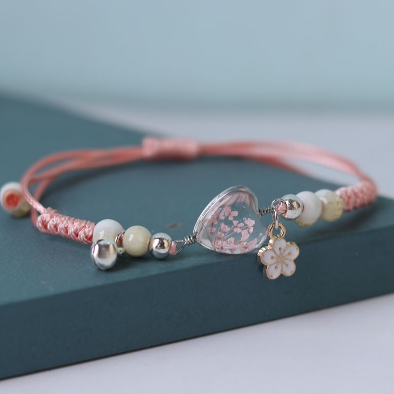 Flores secas al por mayor Love el corazón brazalete en forma de corazón