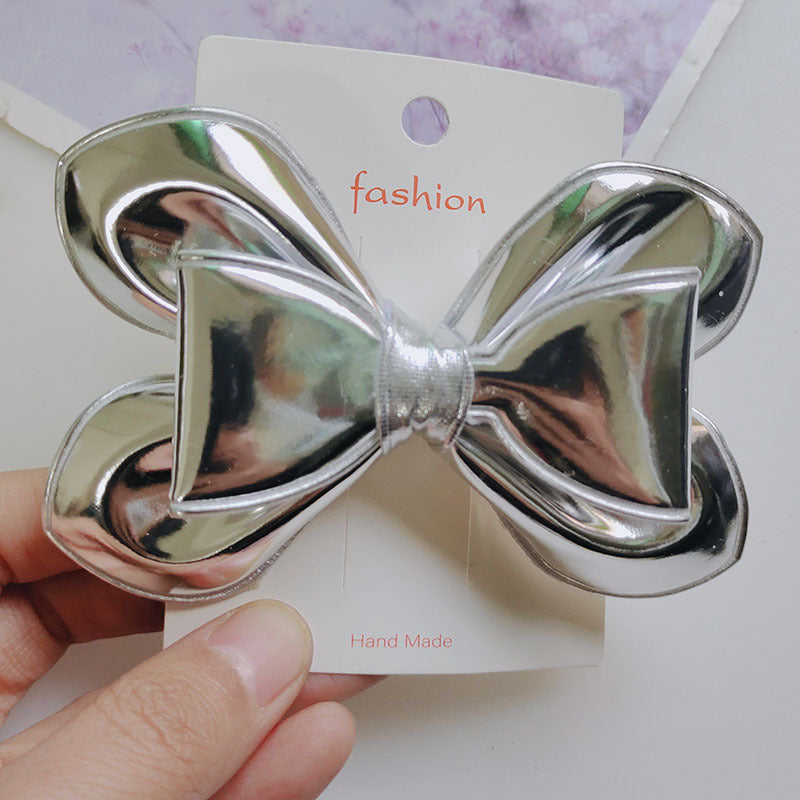 Wholesale PU Glossy Oversized Bow Hair Clips