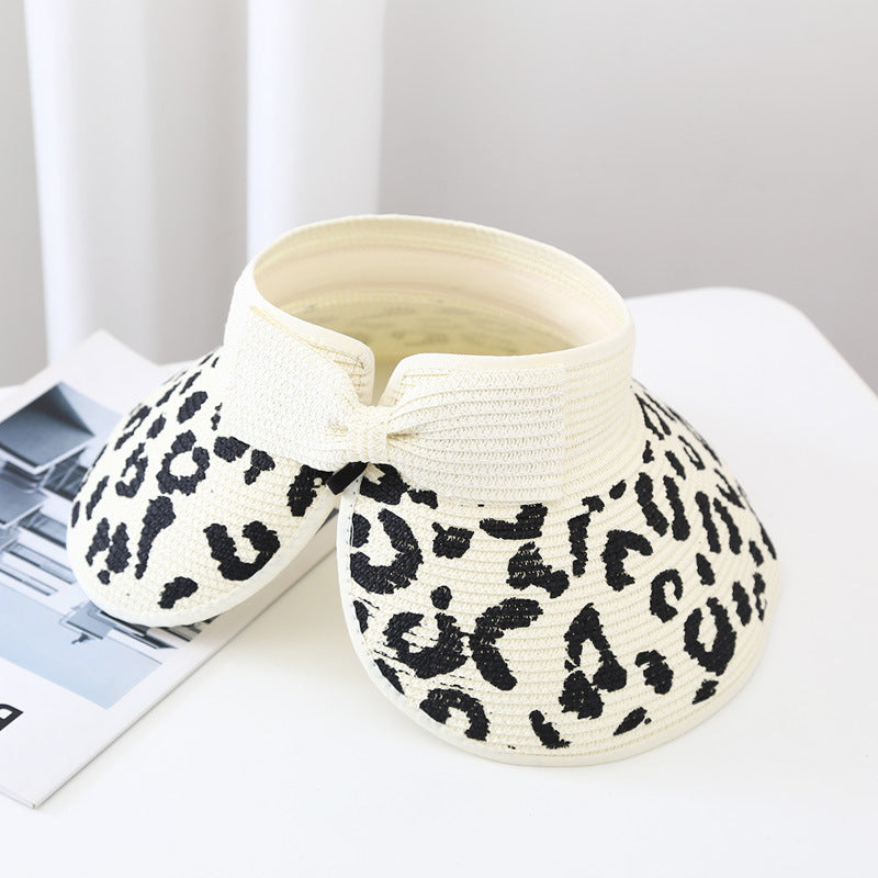 Sombrero de paja de estampado de leopardo al por mayor